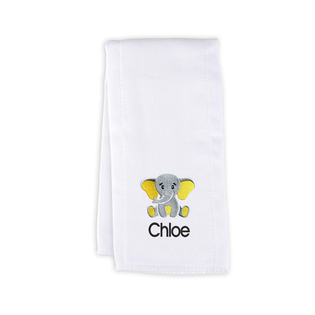 Personalized Elephant Yellow Design Burp Cloth - Designs by Chad & Jake