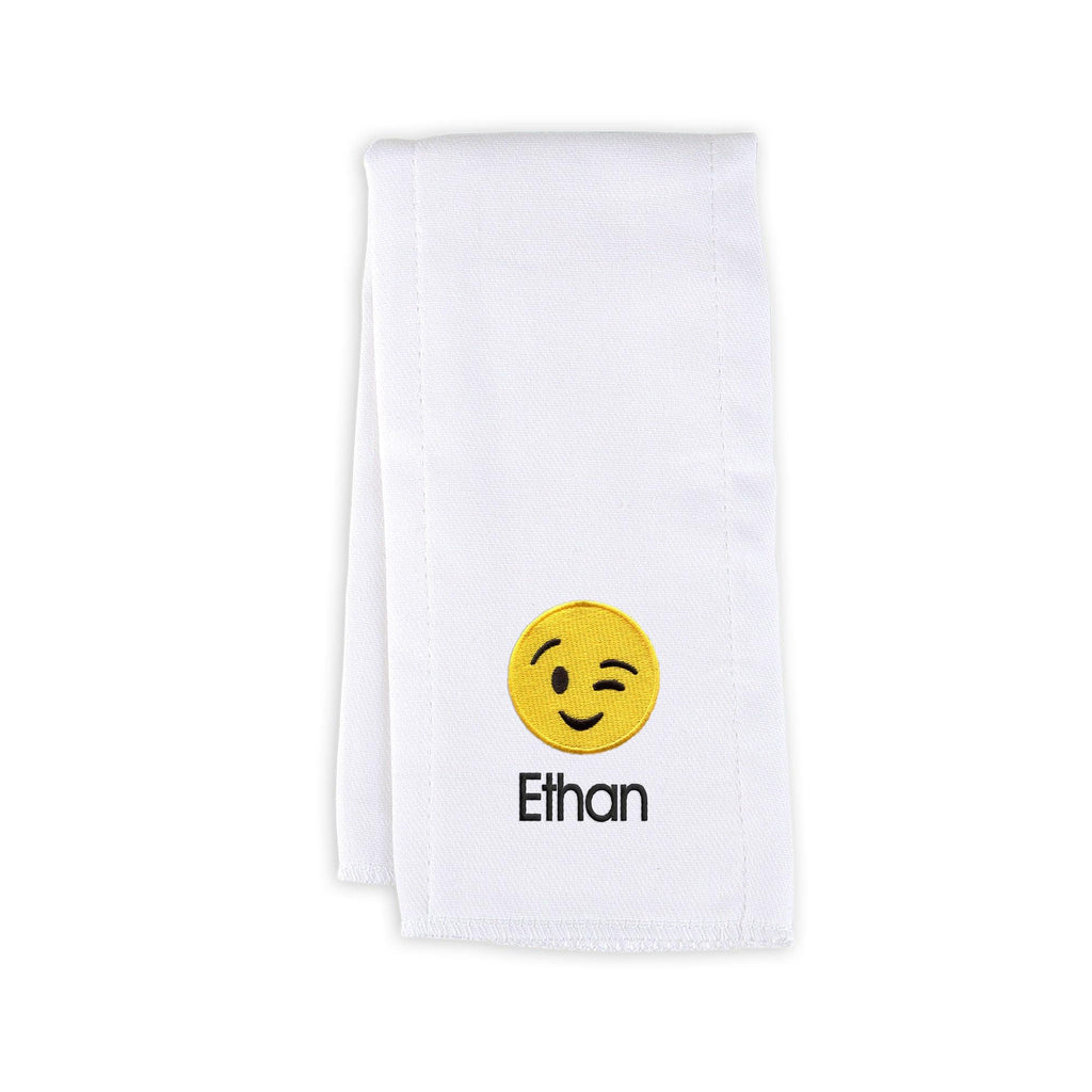 Personalized Winking Face Emoji Burp Cloth - Designs by Chad & Jake