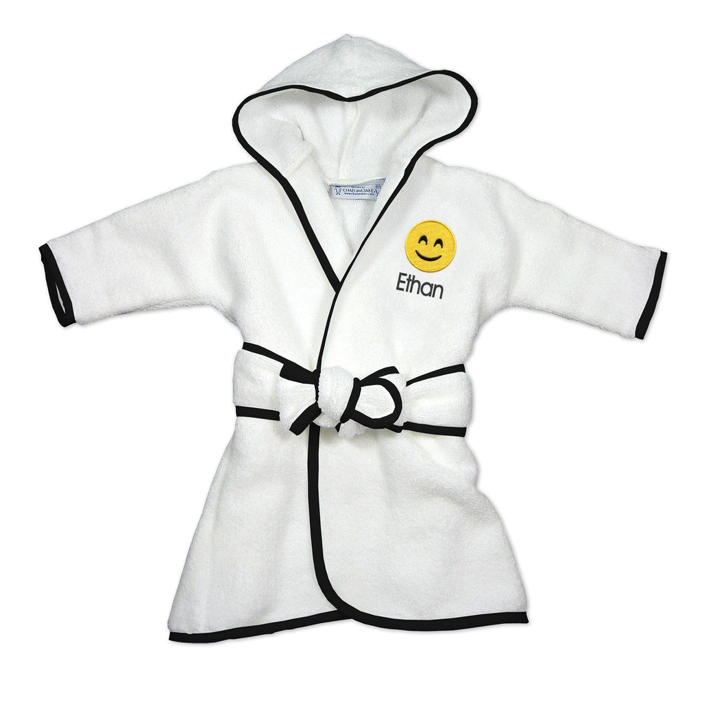 Personalized Smiling Face Smiling Eyes Emoji Robe - Designs by Chad & Jake