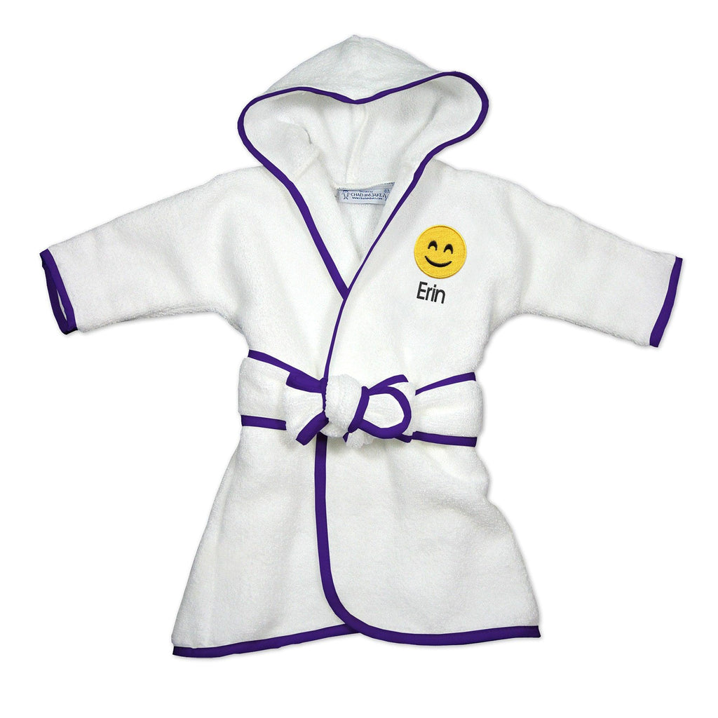 Personalized Smiling Face Smiling Eyes Emoji Robe - Designs by Chad & Jake