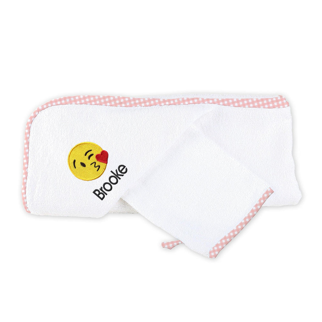 Personalized Blowing Kiss Emoji Hooded Towel Set - Designs by Chad & Jake