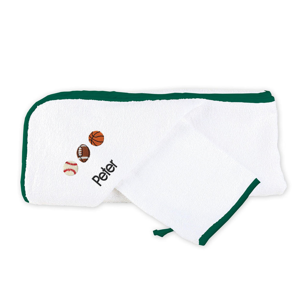 Personalized 3 Sports Balls Emoji Hooded Towel Set - Designs by Chad & Jake