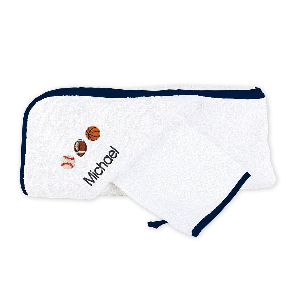 Personalized 3 Sports Balls Emoji Hooded Towel Set - Designs by Chad & Jake