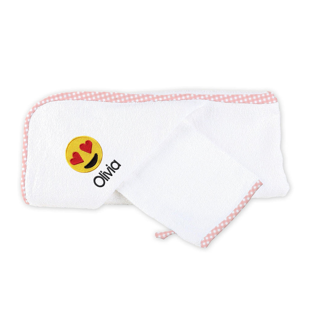 Personalized Heart Eyes Emoji Hooded Towel Set - Designs by Chad & Jake