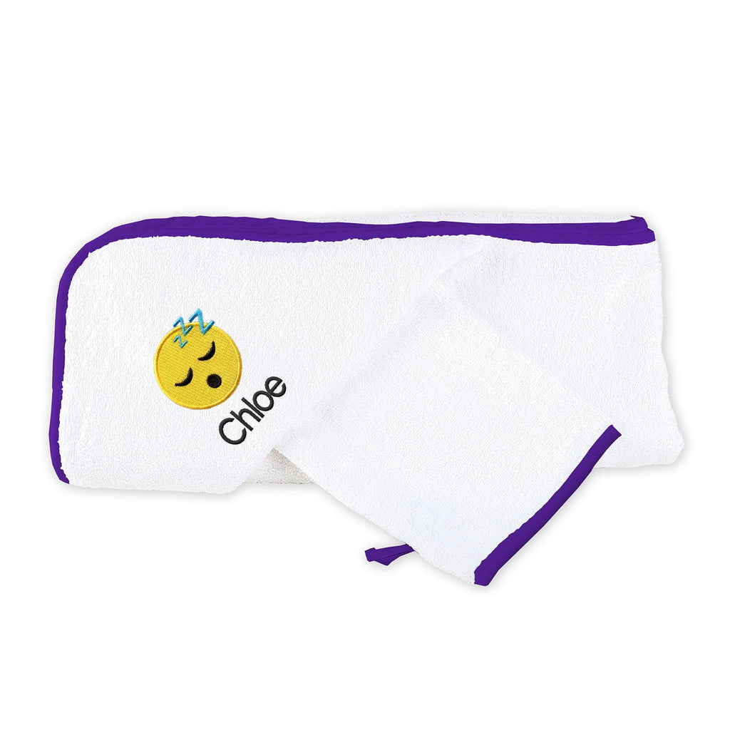 Personalized Sleepy Face Emoji Hooded Towel Set - Designs by Chad & Jake