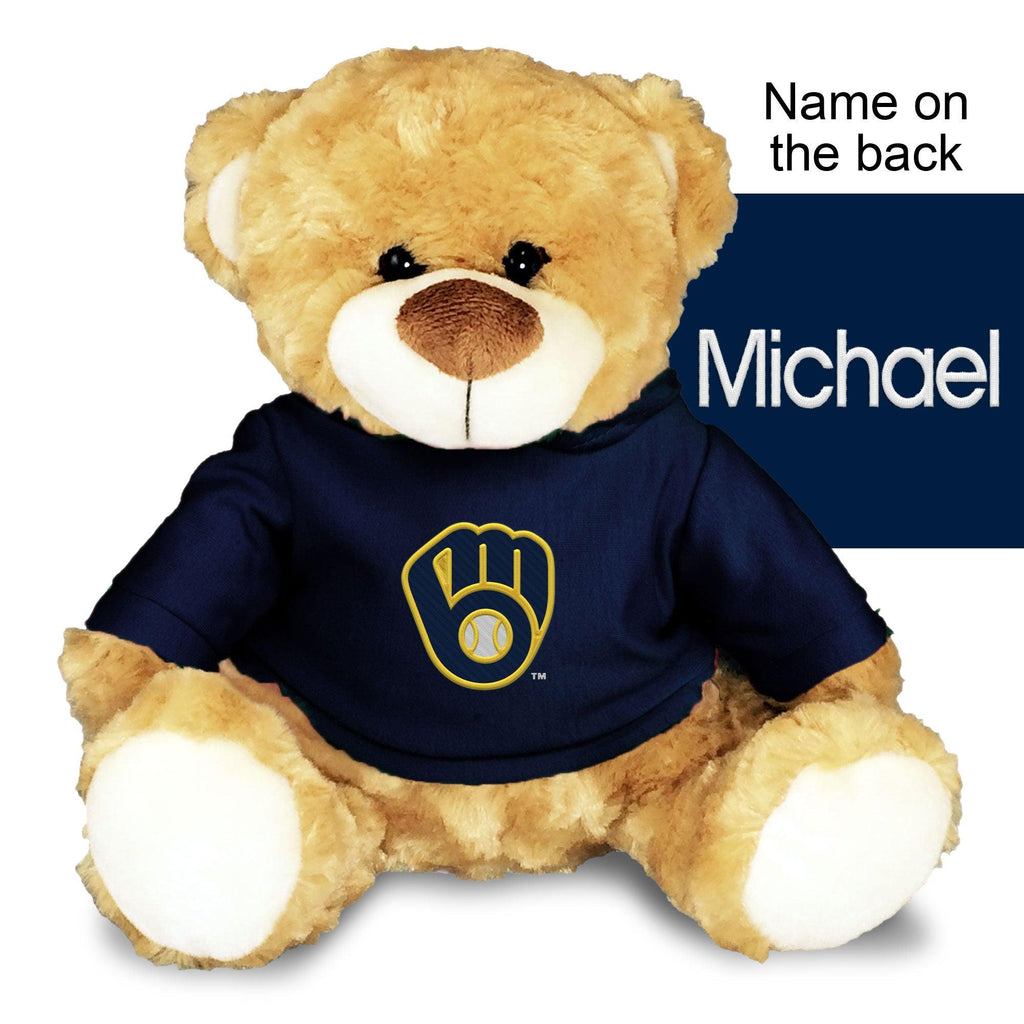 Personalized Milwaukee Brewers 10" Plush Bear - Designs by Chad & Jake