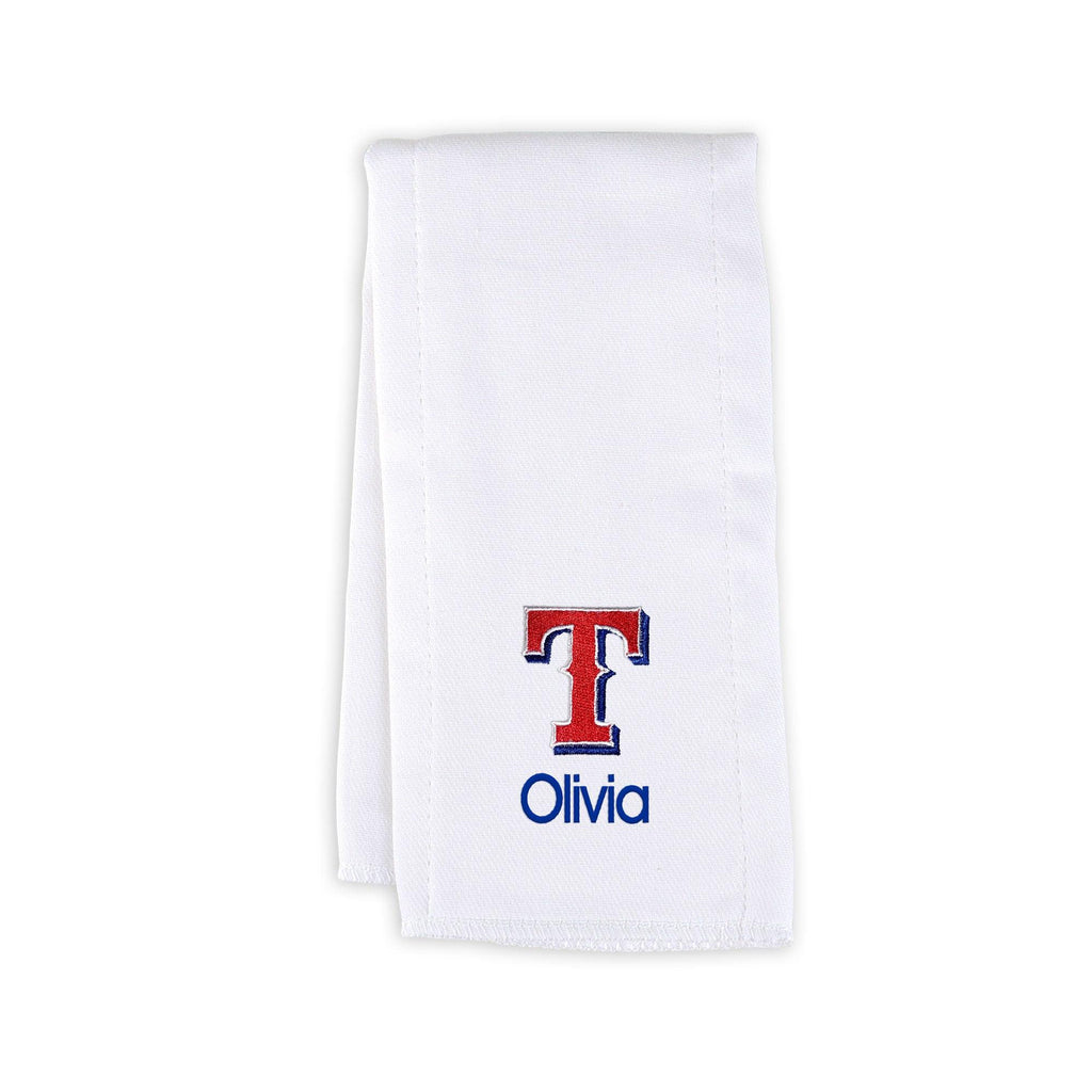 Personalized Texas Rangers Burp Cloth - Designs by Chad & Jake