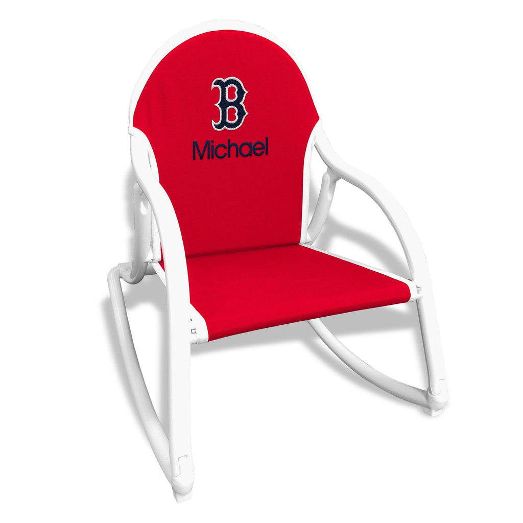 Personalized Boston Red Sox "B" Rocking Chair - Designs by Chad & Jake