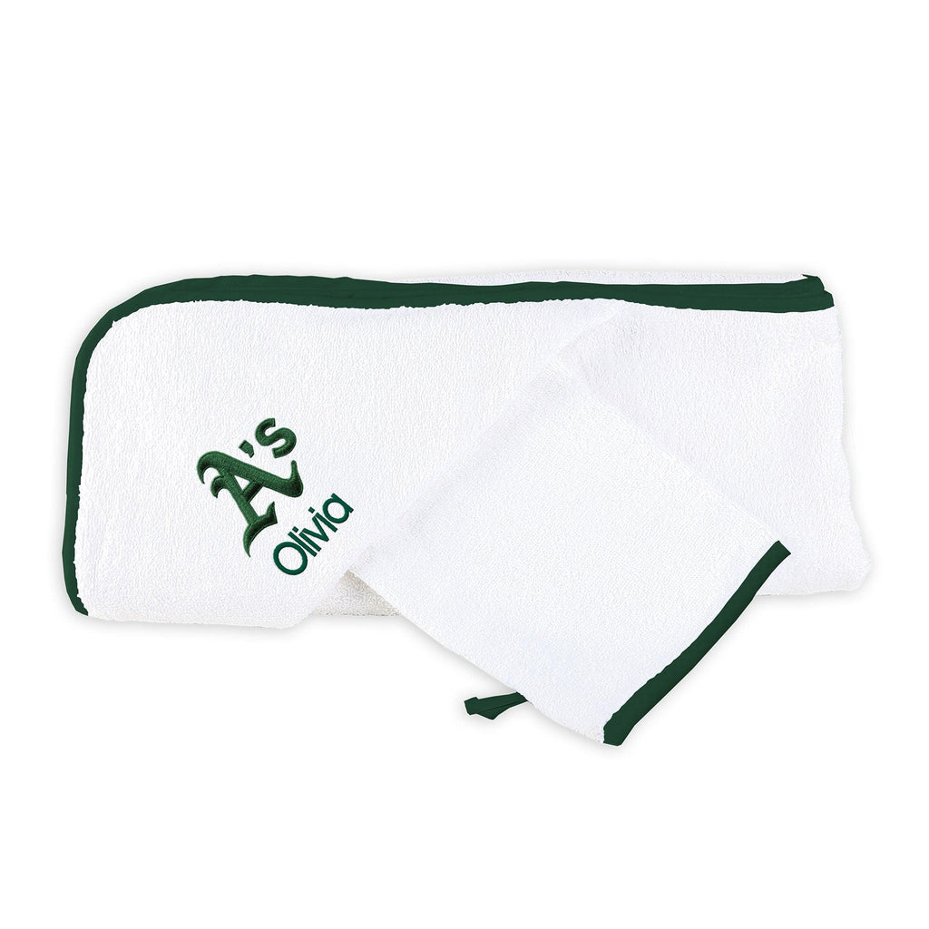 Personalized Oakland Athletics Towel & Wash Cloth Set - Designs by Chad & Jake