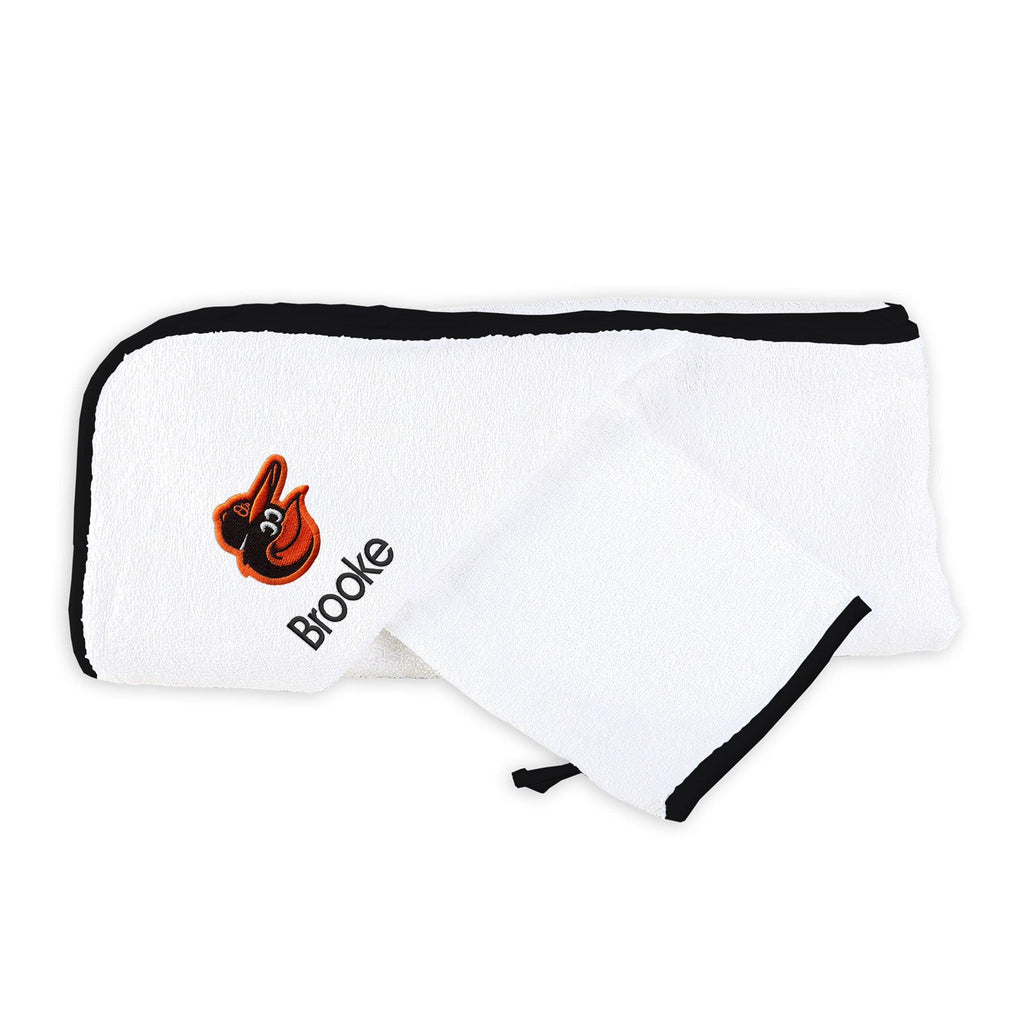 Personalized Baltimore Orioles Towel & Wash Cloth Set - Designs by Chad & Jake