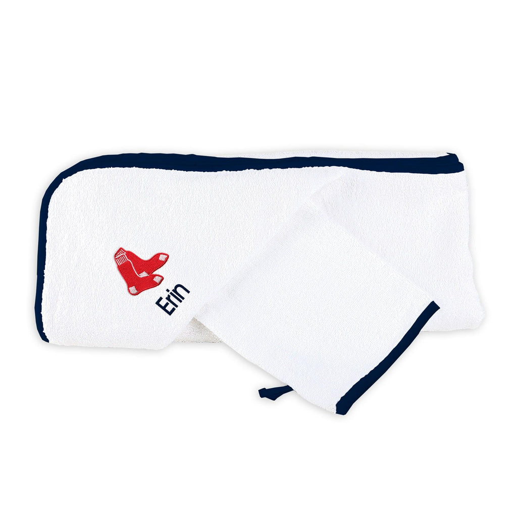 Personalized Boston Red Sox Towel & Wash Cloth Set - Designs by Chad & Jake