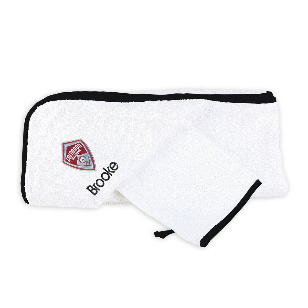 Personalized Colorado Rapids Hooded Towel and Wash Mitt Set - Designs by Chad & Jake