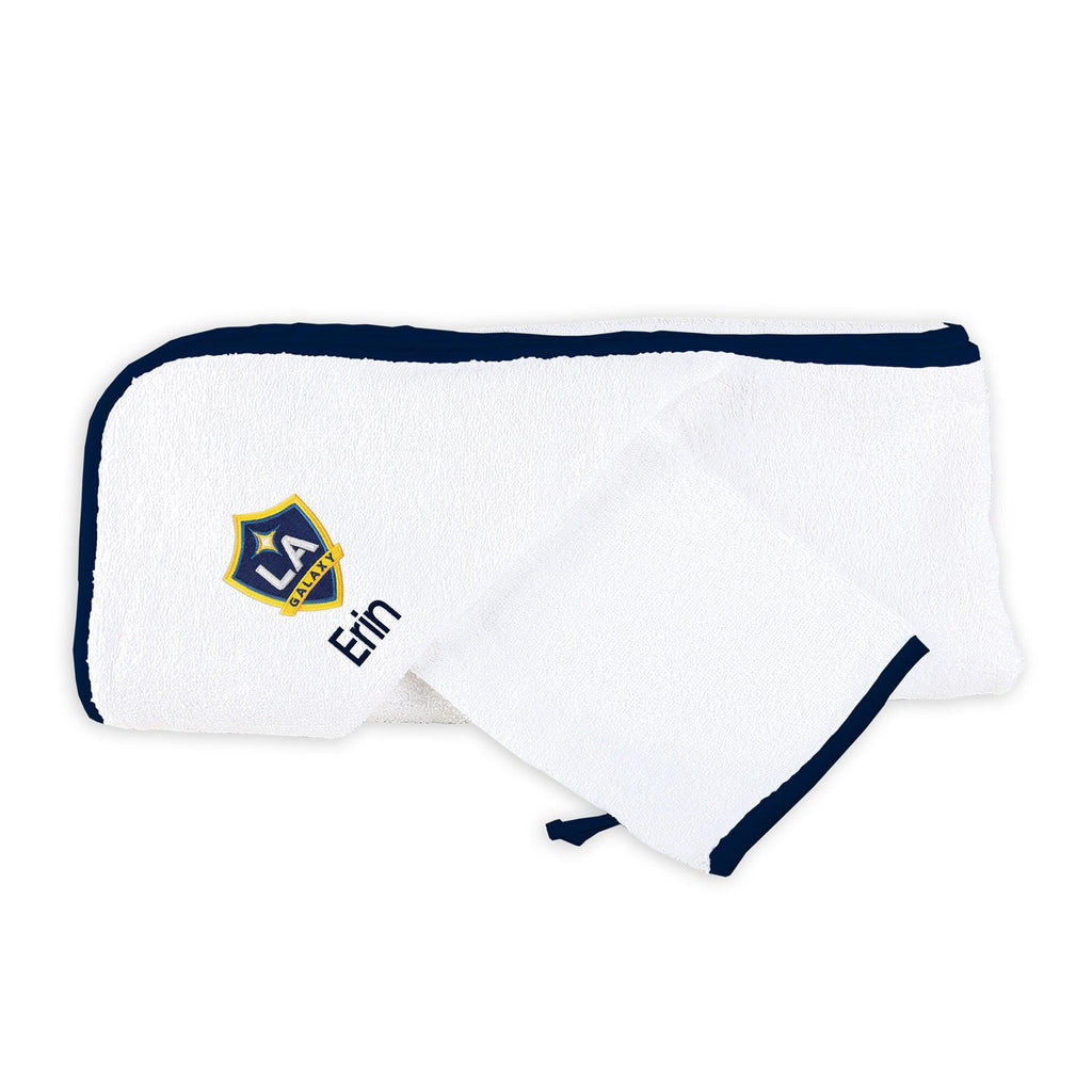 Personalized LA Galaxy Hooded Towel and Wash Mitt Set - Designs by Chad & Jake