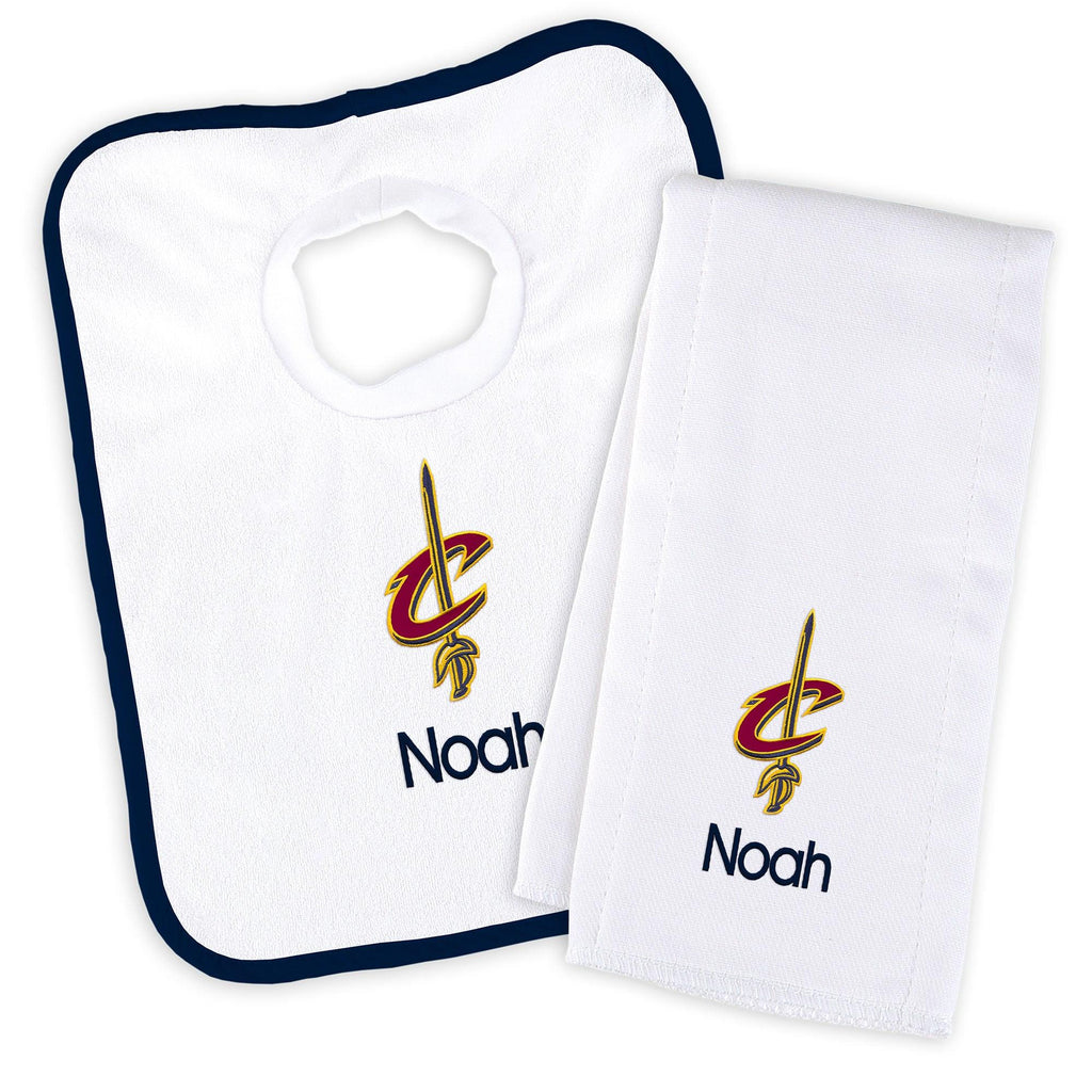 Personalized Cleveland Cavaliers Bib and Burp Cloth Set - Designs by Chad & Jake