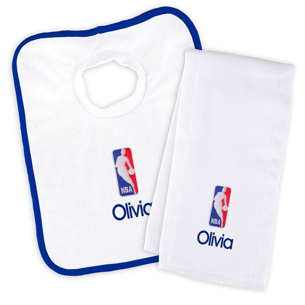 Personalized NBA Logoman Bib & Burp Cloth Set - Designs by Chad & Jake