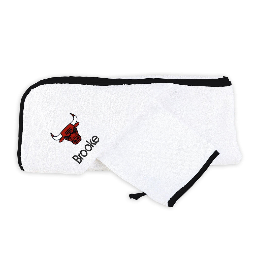Personalized Chicago Bulls Hooded Towel and Wash Mitt Set - Designs by Chad & Jake