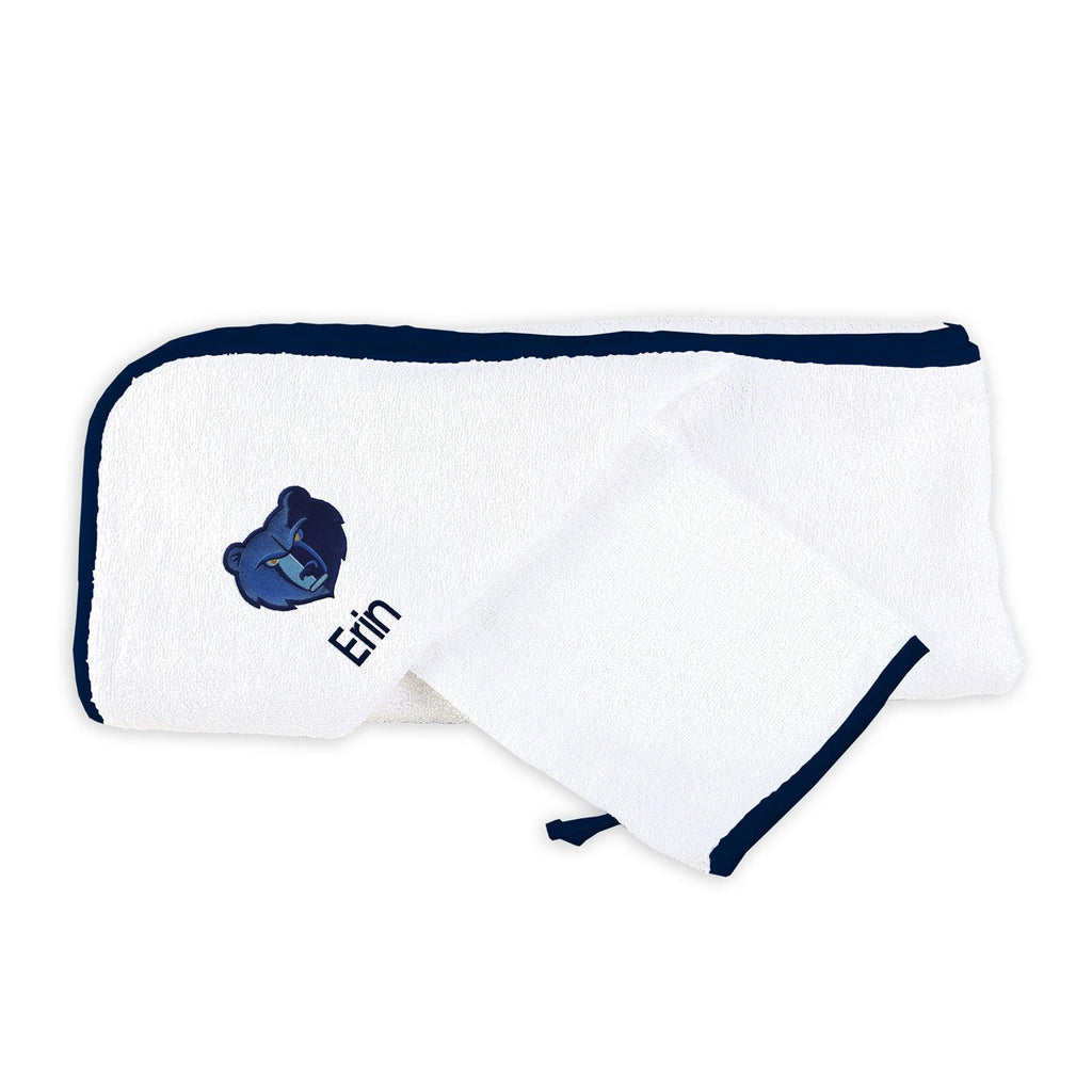 Personalized Memphis Grizzlies Hooded Towel and Wash Mitt Set - Designs by Chad & Jake
