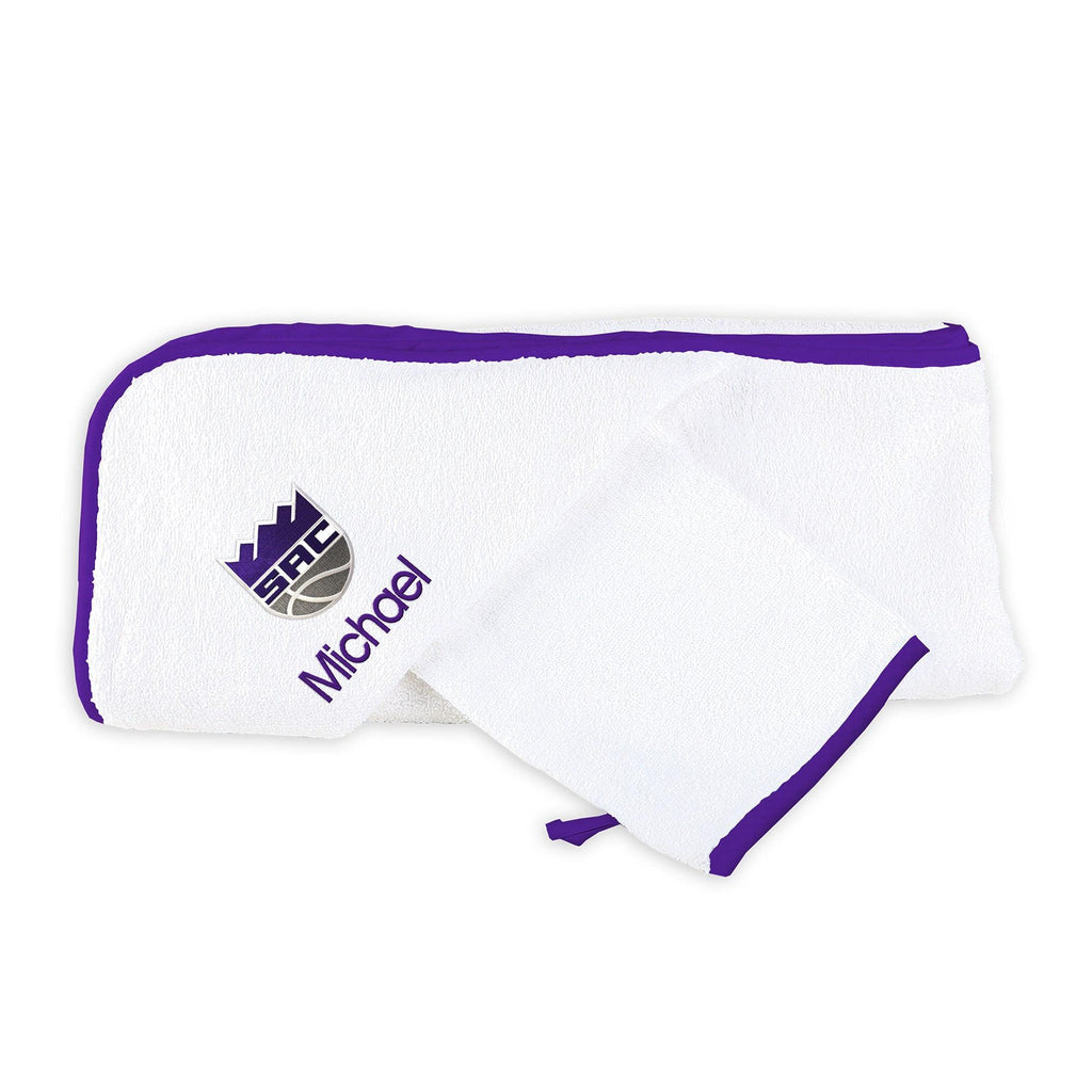 Personalized Sacramento Kings Hooded Towel and Wash Mitt Set - Designs by Chad & Jake