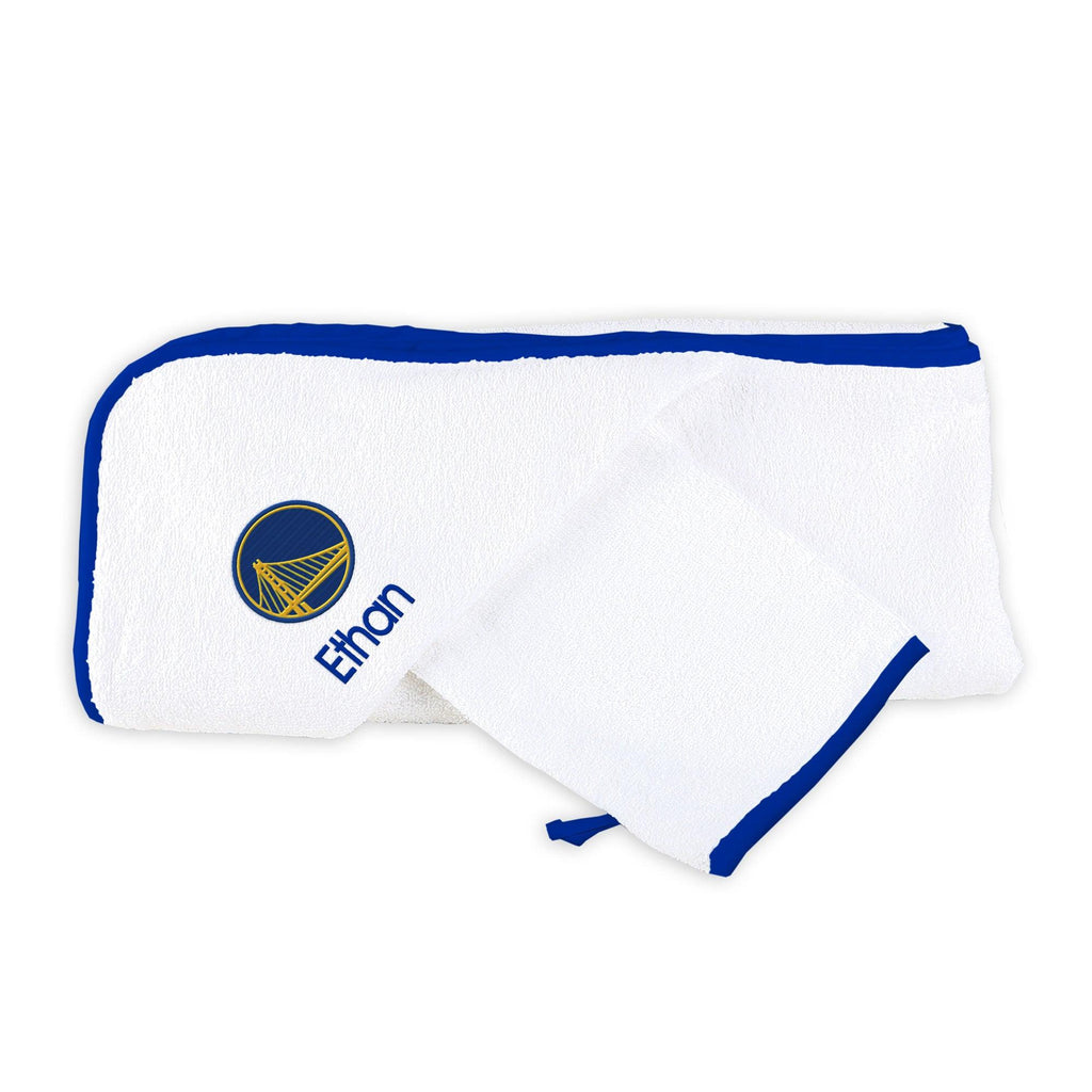 Personalized Golden State Warriors Hooded Towel and Wash Mitt Set - Designs by Chad & Jake
