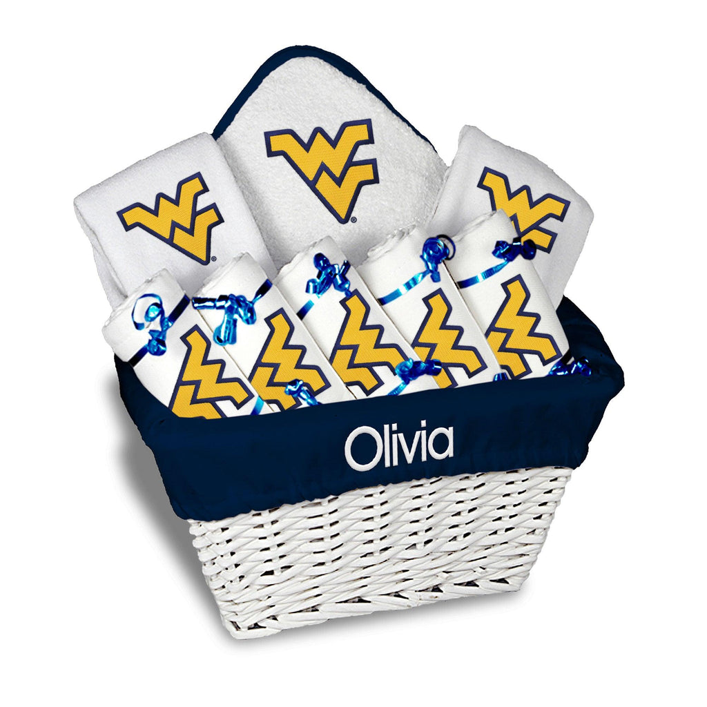Personalized West Virginia Mountaineers Large Basket - 9 Items - Designs by Chad & Jake