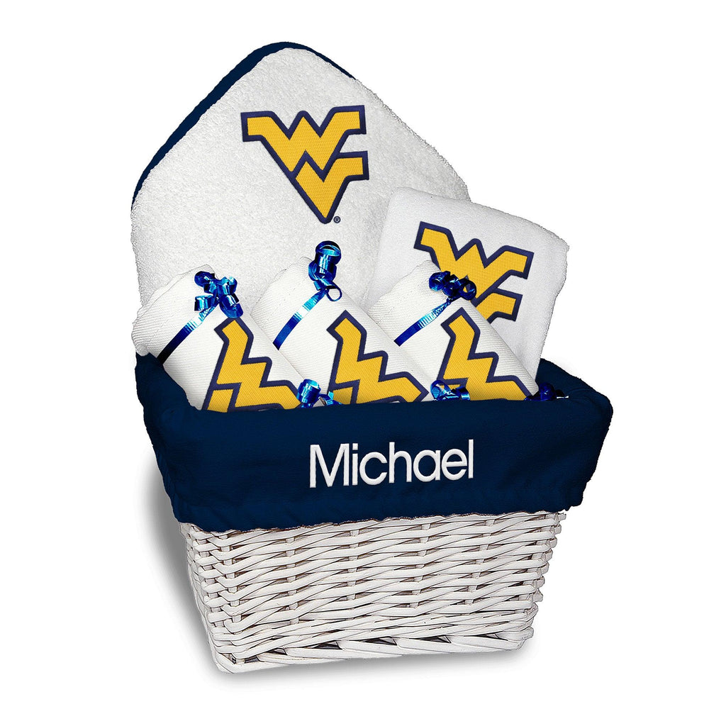 Personalized West Virginia Mountaineers Medium Basket - 6 Items - Designs by Chad & Jake
