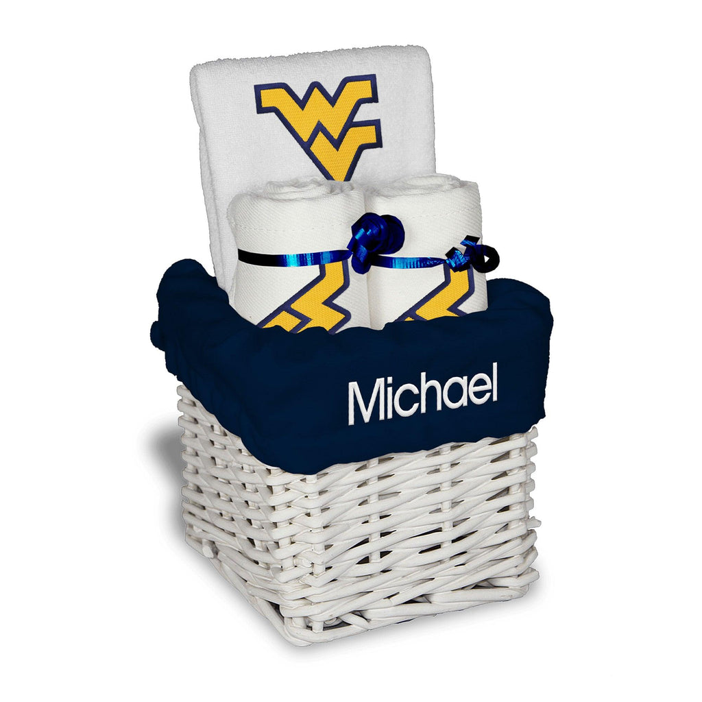 Personalized West Virginia Mountaineers Small Basket - 4 Items - Designs by Chad & Jake