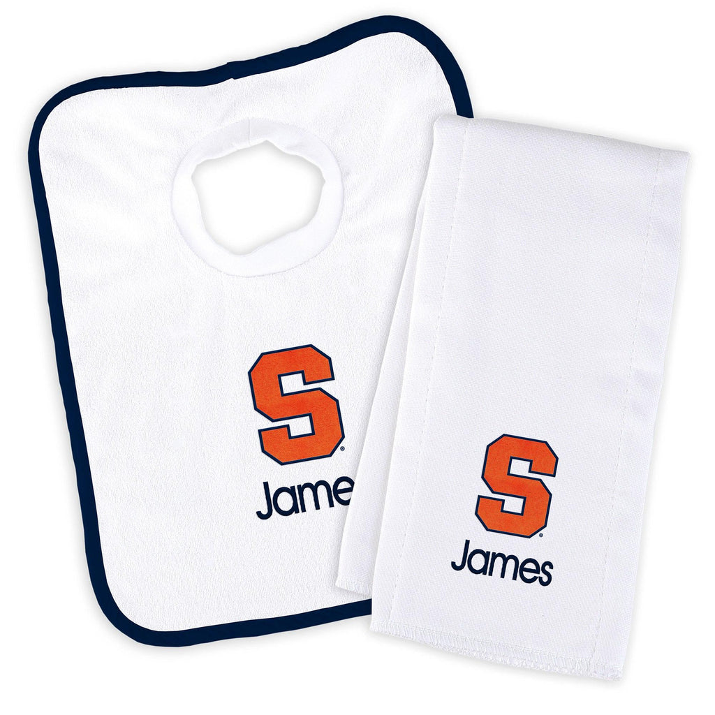 Personalized Syracuse Orange Bib and Burp Cloth Set - Designs by Chad & Jake