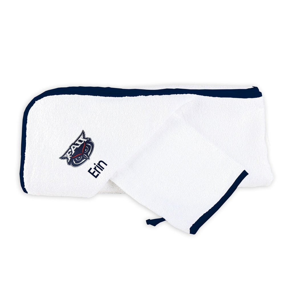 Personalized FAU Owls Hooded Towel and Wash Cloth Set - Designs by Chad & Jake