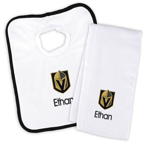 Newborn & Infant White Los Angeles Kings Personalized Bib Burp Cloth Set