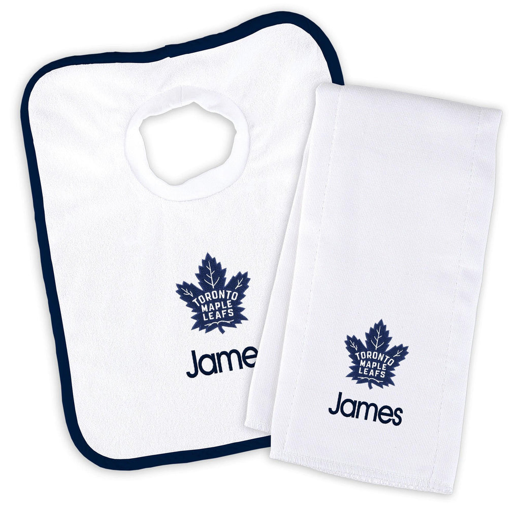 Personalized Toronto Maple Leafs Bib & Burp Cloth Set - Designs by Chad & Jake