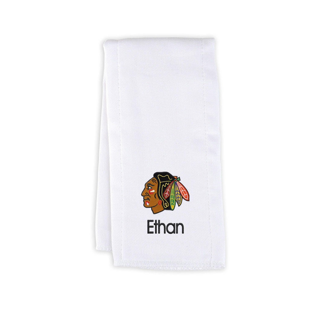 Personalized Chicago Blackhawks Burp Cloth - Designs by Chad & Jake