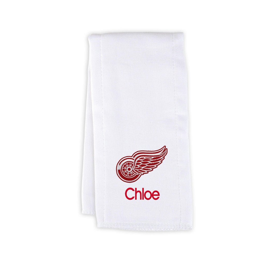 Personalized Detroit Red Wings Burp Cloth - Designs by Chad & Jake