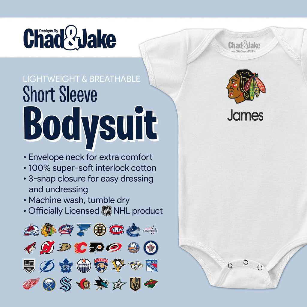 Personalized Chicago Blackhawks Bodysuit - Designs by Chad & Jake