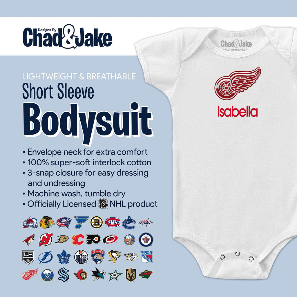 Personalized Detroit Red Wings Bodysuit - Designs by Chad & Jake