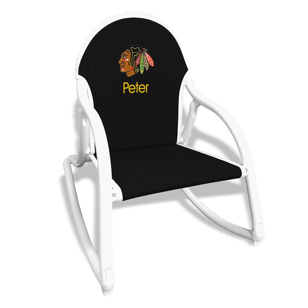Personalized Chicago Blackhawks Rocking Chair - Designs by Chad & Jake