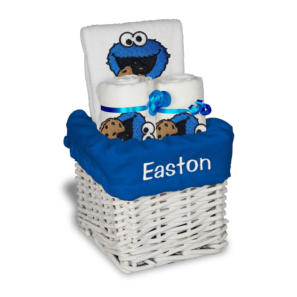 Personalized Sesame Street Cookie Monster with Cookie Small Basket - Designs by Chad & Jake