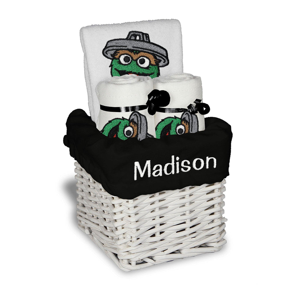 Personalized Sesame Street Oscar The Grouch with Trash Lid Small Basket - Designs by Chad & Jake