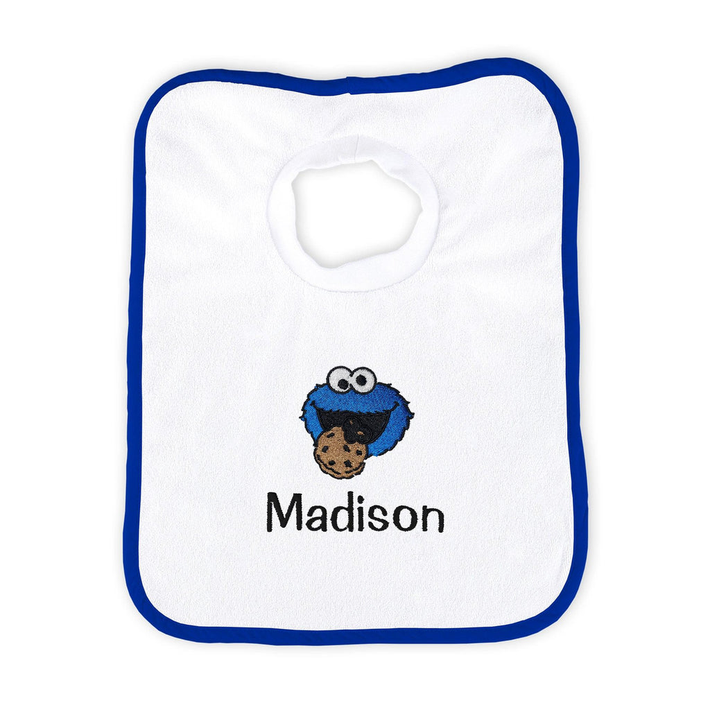 Personalized Sesame Street Cookie Monster with Cookie Pullover Bib - Designs by Chad & Jake