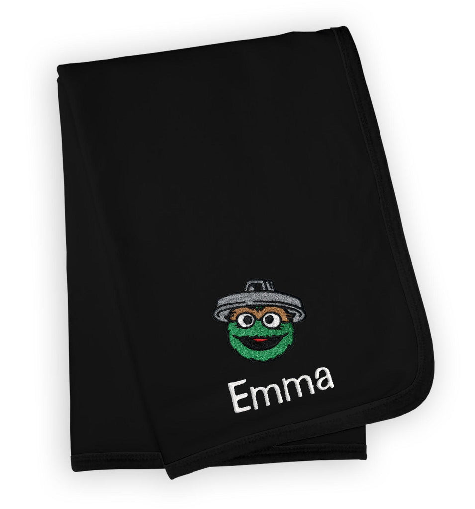 Personalized Sesame Street Oscar the Grouch with Trash Lid Blanket - Designs by Chad & Jake
