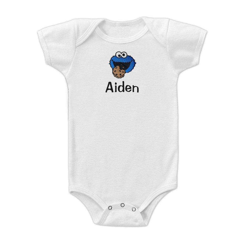 Personalized Sesame Street Cookie Monster with Cookie Bodysuit - Designs by Chad & Jake