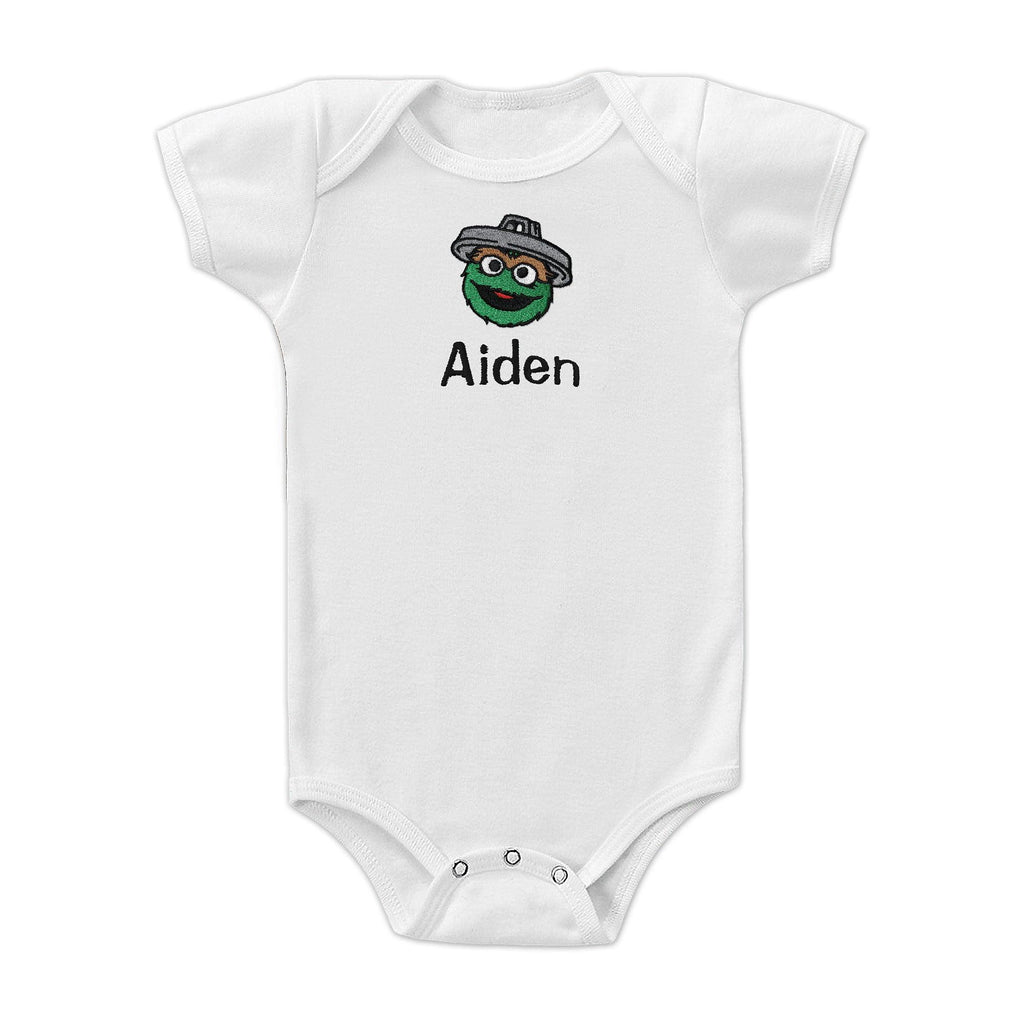 Personalized Sesame Street Oscar The Grouch with Trash Lid Bodysuit - Designs by Chad & Jake