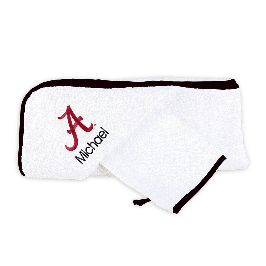 Personalized Alabama Crimson Tide Hooded Towel and Wash Cloth Set - Designs by Chad & Jake
