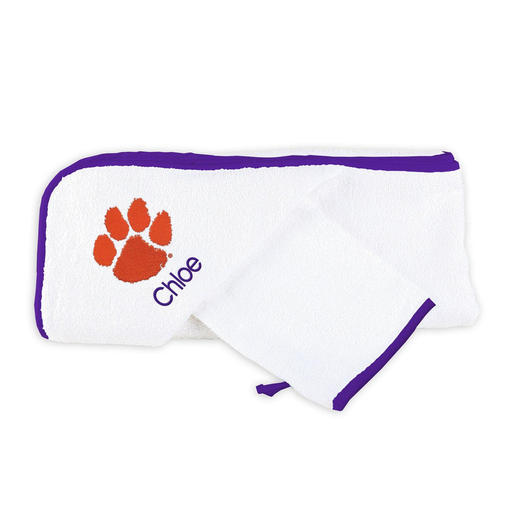Personalized Clemson Tigers Towel and Wash Cloth Set - Designs by Chad & Jake