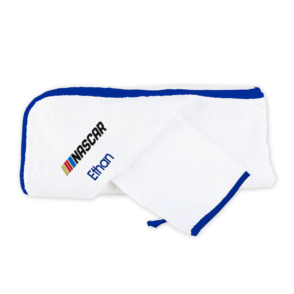 Personalized NASCAR Hooded Towel and Wash Mitt Set - Designs by Chad & Jake