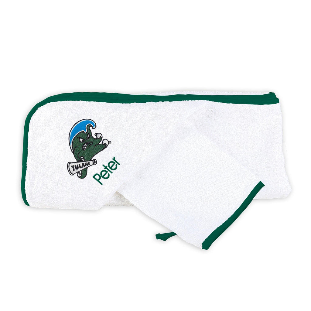 Personalized Tulane Green Wave Towel and Wash Cloth Set - Designs by Chad & Jake
